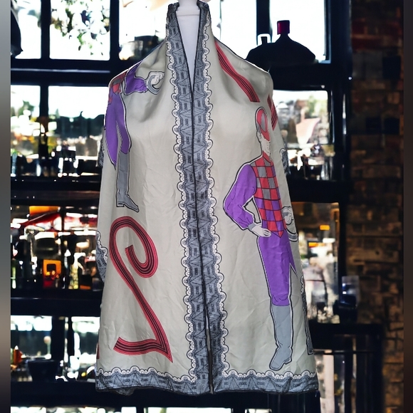 60s Jack and Charles 21 Club NYC Restaurant Equestrian Jockey Silk Scarf Unisex - Picture 2 of 5